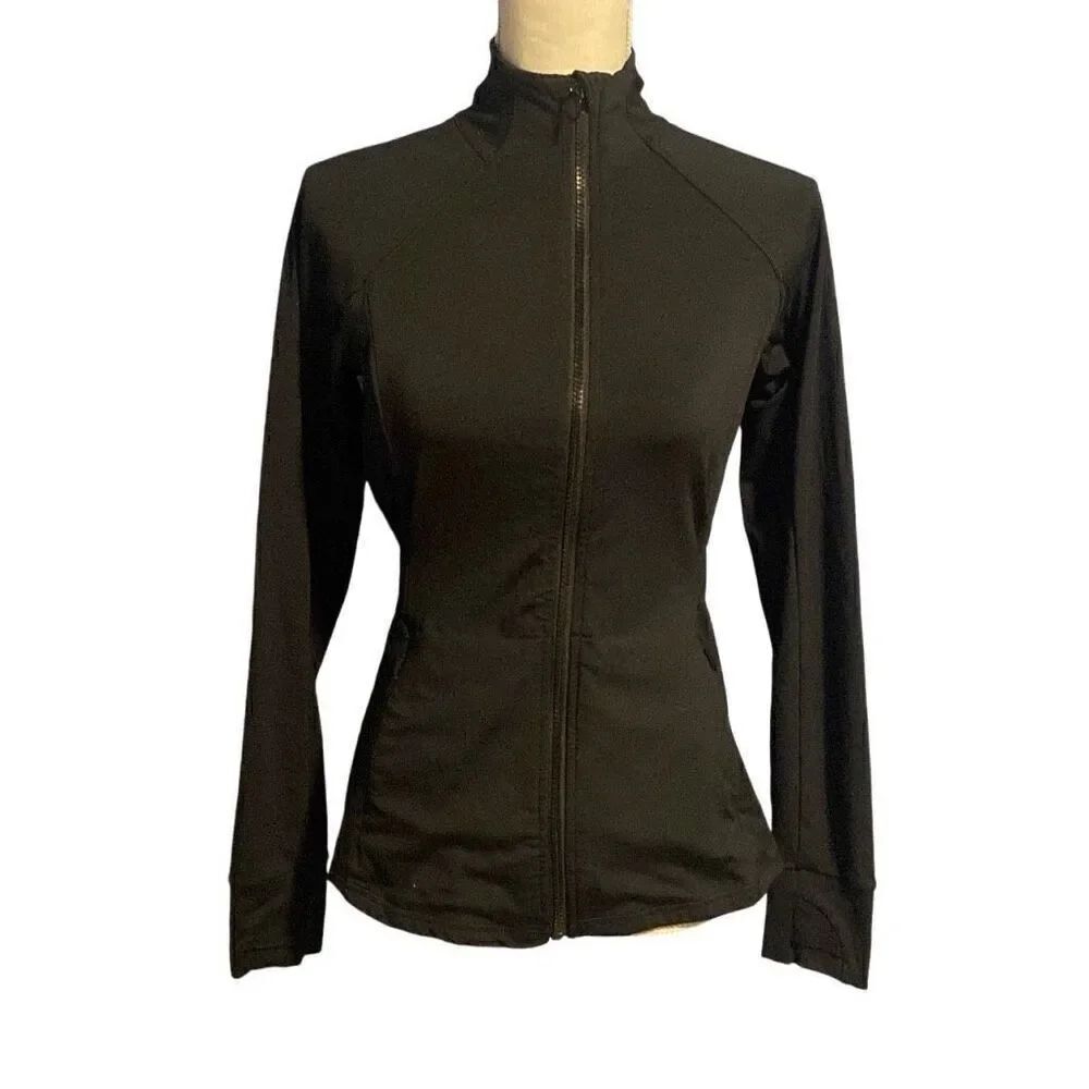 Fabletics Full Zip Long Sleeve Mock Neck Trinity Performance Jacket Black XS